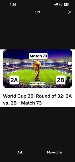 FIFA WORLD CUP SOFI  VIP TICKETS MATCH 73 ROUND OF 32
