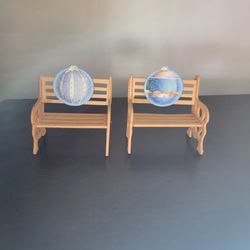 Miniature Wooden Park Bench Set of Two