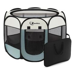Dog Playpen, Puppy Pet Playpen, Large Dogs Tent Crates Cage Indoor/Outdoor, Portable Pop Up Dog Kennel Playpen with Carrying Case for Dogs/Cats/Rabbit