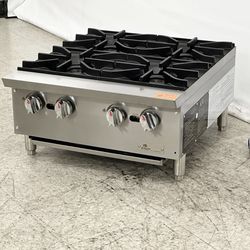 24 Inch 4 Burner Range Commercial Countertop Food Truck Restaurant Gas Hot Plate Stove