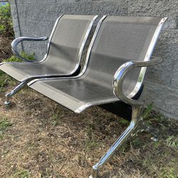 Metal Two Seat Waiting Room - Lobby Bench  / Airport  Style Seating 