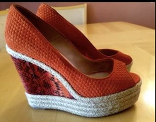 Cailey Suede snake skin suede espdrille Wedge