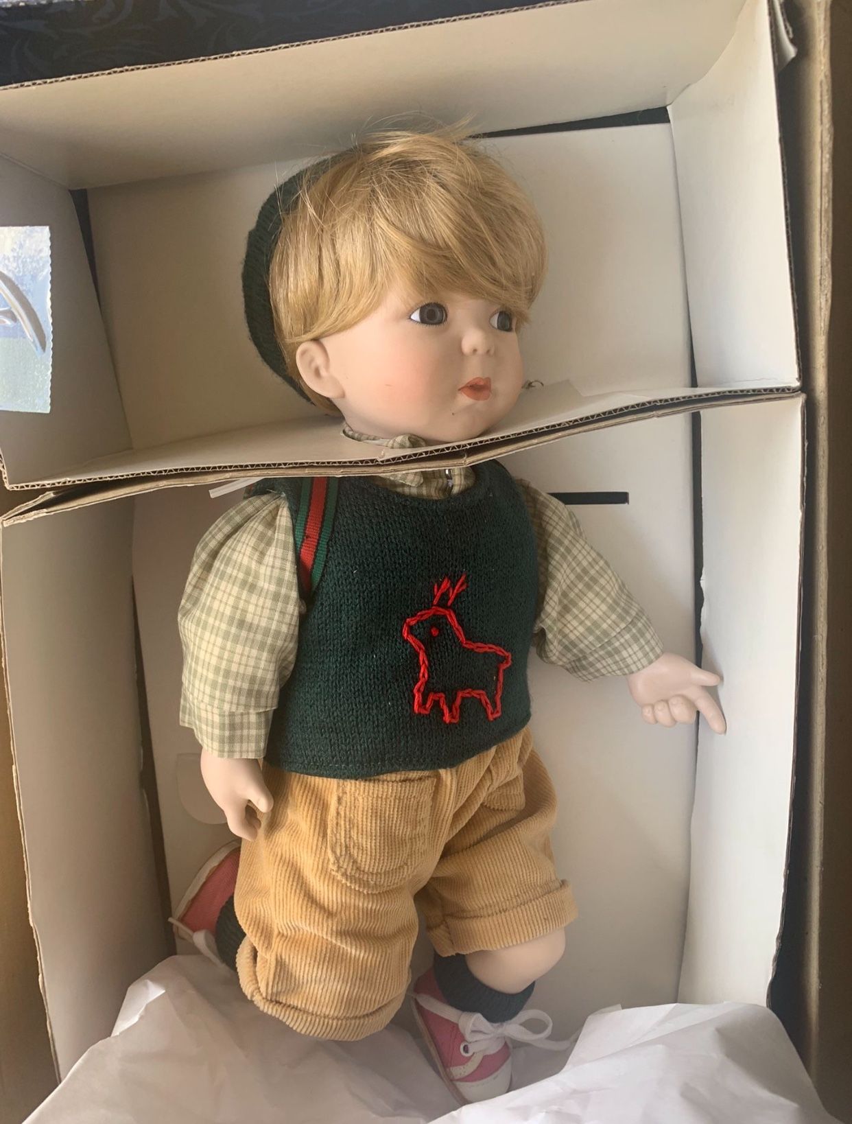 Porcelain Boy Doll With Bicycle