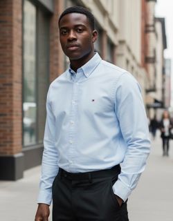 NEW Tommy Hilfiger Oxford  Shirt Men’s  XXL Regular Fit  Blue Long Sleeve  Button Down NWT