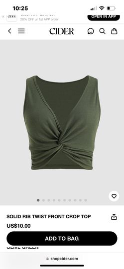 olive green Twist Front Crop Top