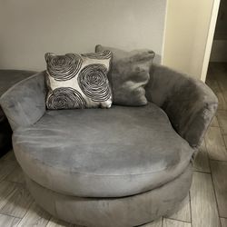 Sectional Couch And Oval Swivel Chair