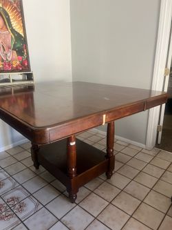 Wooden brown table.