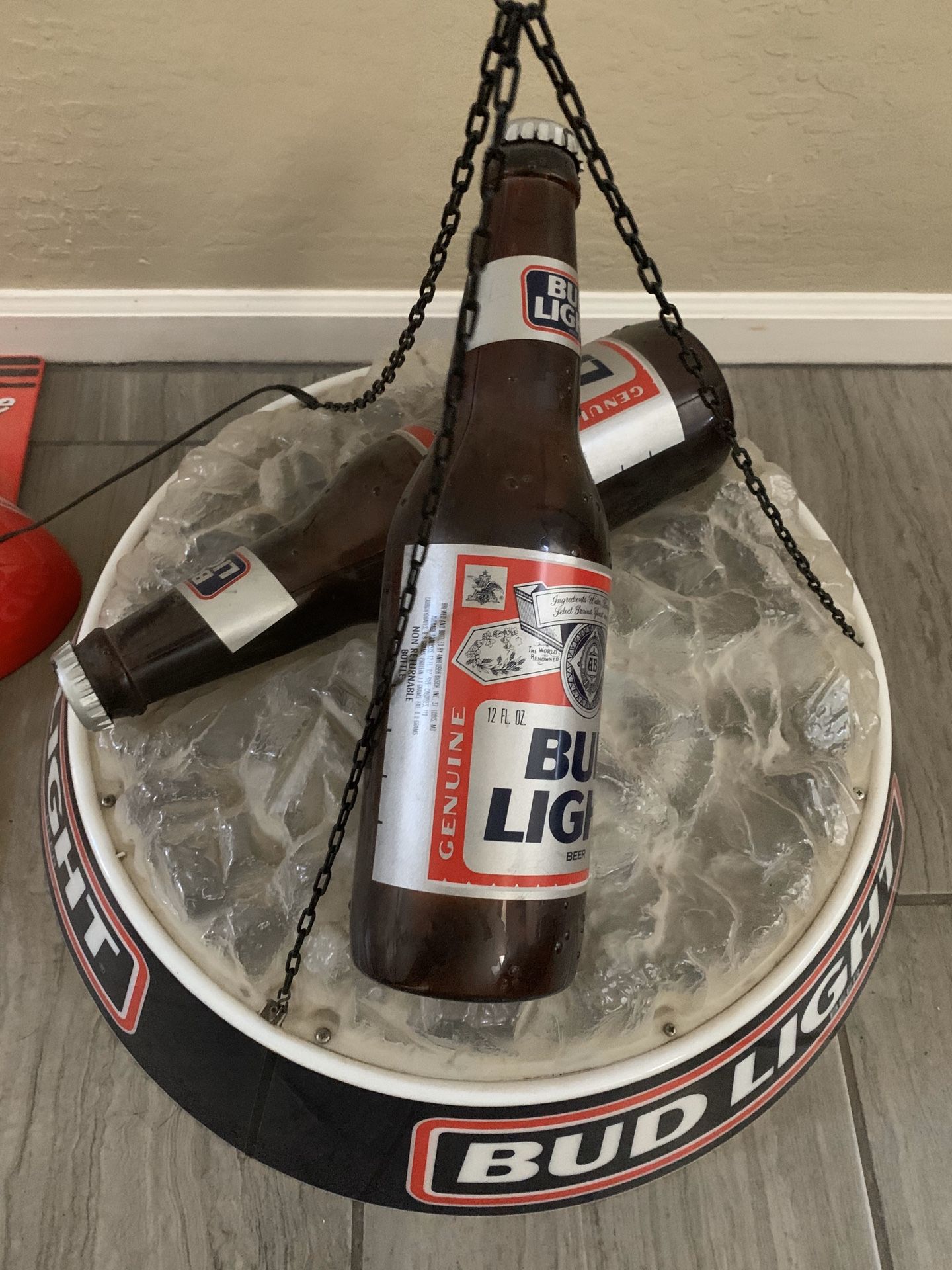 Antique Bud Light 3D bottles in Ice Hanging Bar Light