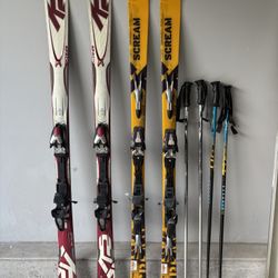 2 K2 Apache Recon 170  & Salomon XScream Downhill Skis & Poles
