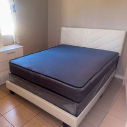 QUEEN Size Bed Frame With Mattress New Bedroom Furniture Set Queen Bed + Mattress //CAMA Nueva Y Colchon 