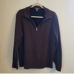 Van Heusen Men's Flex Long Sleeve 1/4 Zip  Ottoman Solid Shirt Purple Size Med