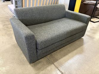 Modern Petite Heathered Dark Grey Upholstered Convertible Sleeper Loveseat