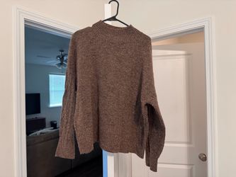 Brown Mock Neck Knit Sweater