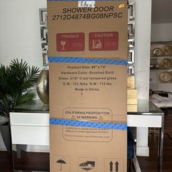 Shower Door size 48”x74” clear tempered glass Gold