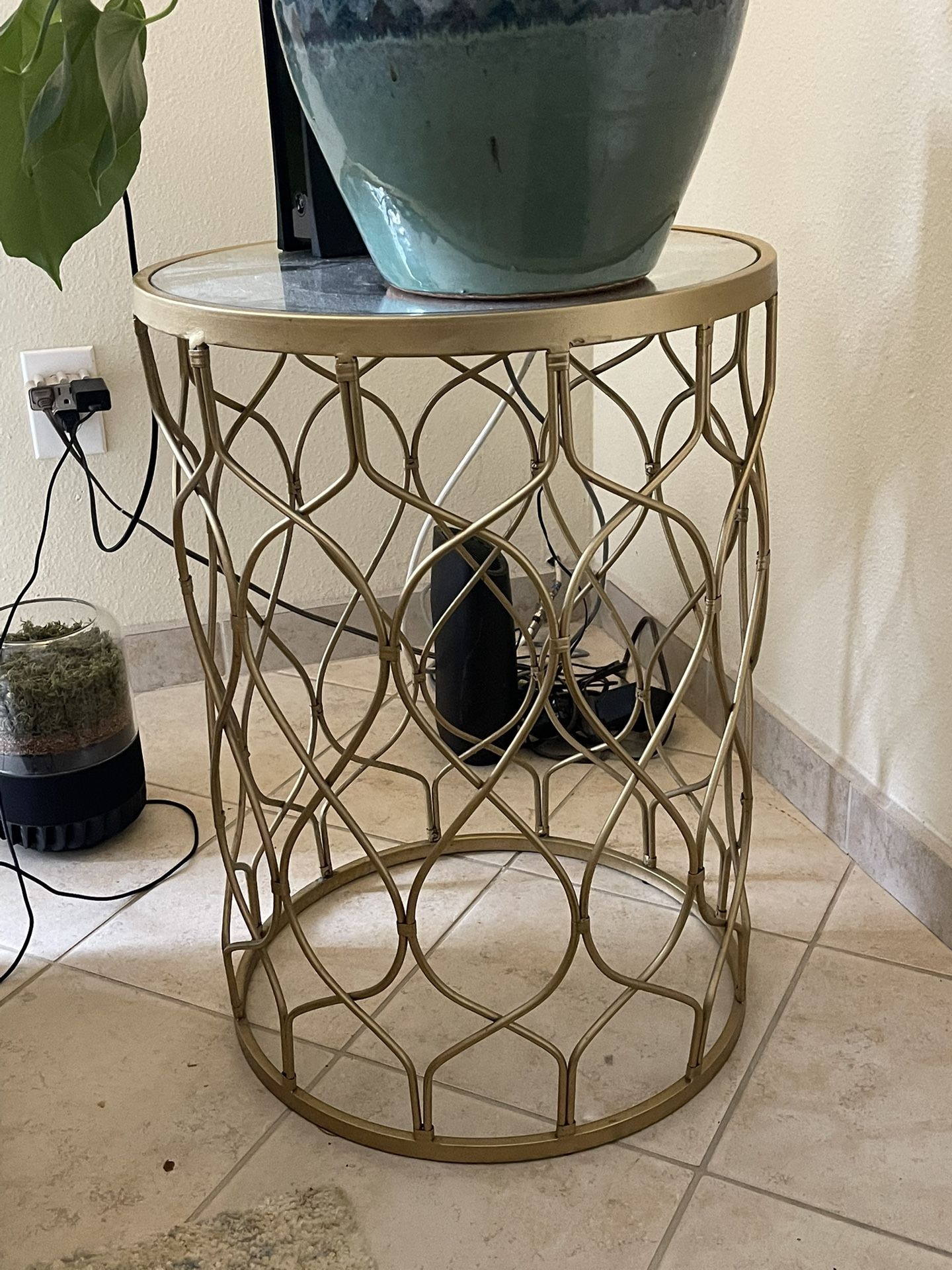 Gold Round Side Table Or Coffee Table