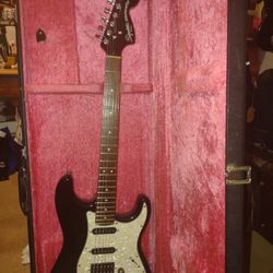 PINK Inside Vintage GR Hardwood Strat Guitar Case Also Blk Inner 