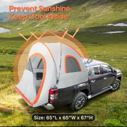 Pickup Truck Tent, Waterproof PU2000mm Truck Bed Tent with Carry Bag, Fit for 5.6-5.8FT Truck Bed, Large Space for 2 Person Sleeping
