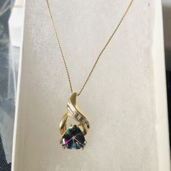 10kt Cadena Y Dije De Oro 💜 Piedra Topacio mística