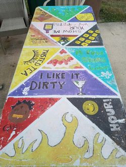 6 Ft Beer Pong Table. Definitely A Conversation Piece. Hand painted 