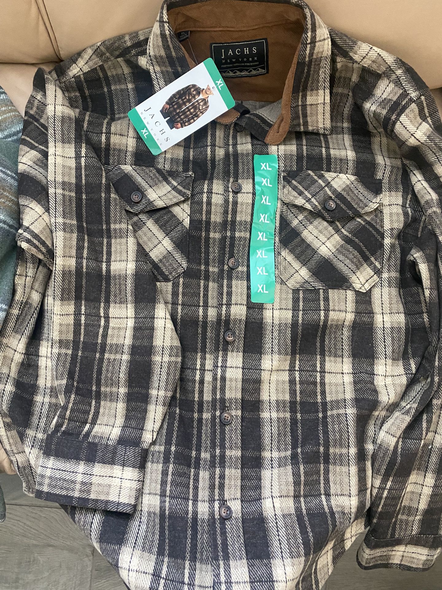 2 Men’s Cozy Fleece Plaid Shirt Jackets / Shackets – Size XL