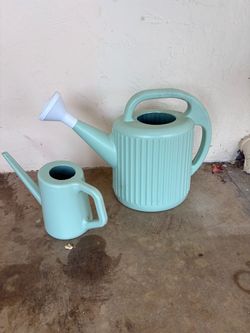 Watering cans and Plants , pots, hanging plant holders, 2 watering cans