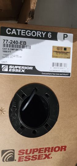 Superior Essex CAT6 Plenum 1000ft Cable Box - Black (New/Sealed)