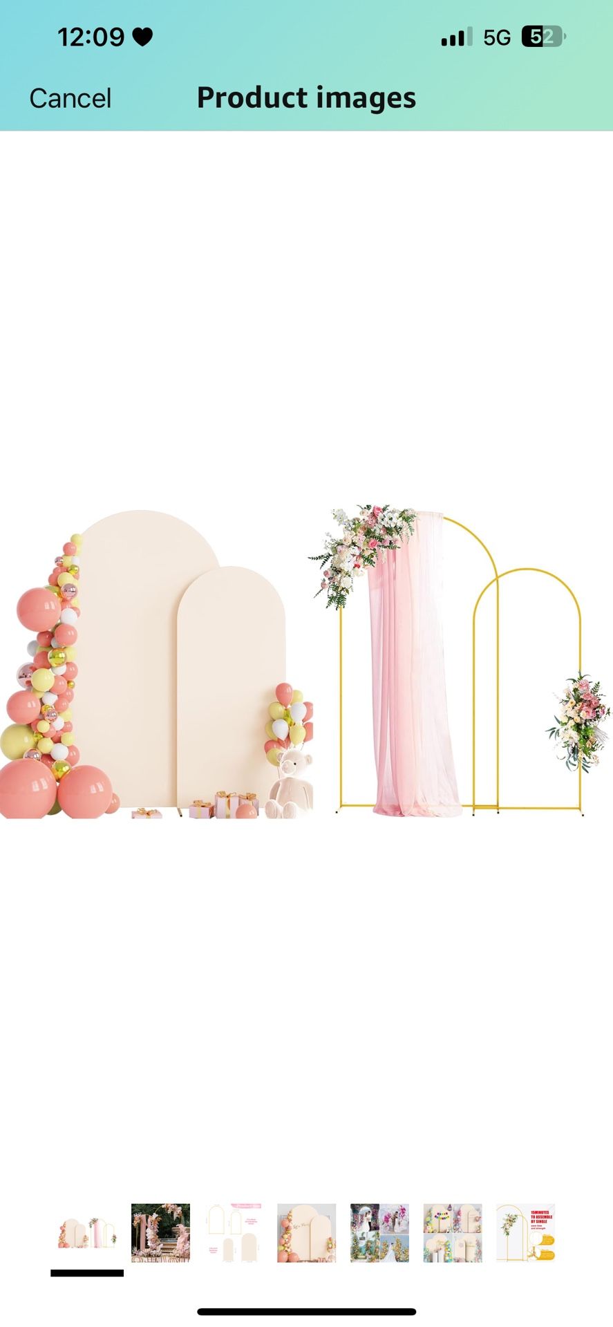 Wedding Arch Backdrop Stand and Cover Set of 2 Metal Arch Stand with Arch Cover Beige 7.2FT, 6FT for Birthday Party Wedding Ceremony Bridal Baby Showe