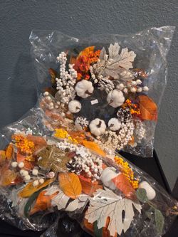 Fall Harvest Decorative Wreaths Set of 2