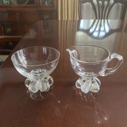 Antique Glass Cream & Sugar Set