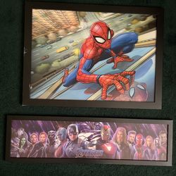 Framed Marvel posters 