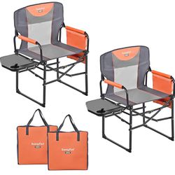 Heavy Duty,Oversized Portable Folding Chair with Side Table, Pocket for Beach, Fishing,Trip,Picnic,Lawn,Concert Outdoor Foldable Camp Chairs