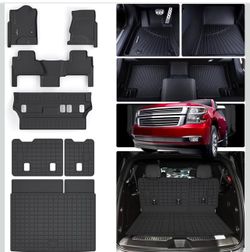 New Floor Mats for Chevy Tahoe & GMC Yukon (Not XL) 2015-2020 & Trunk Mat & Backrest Mat TPE All Weather Protection Floor Liner & Cargo Liners Accesso