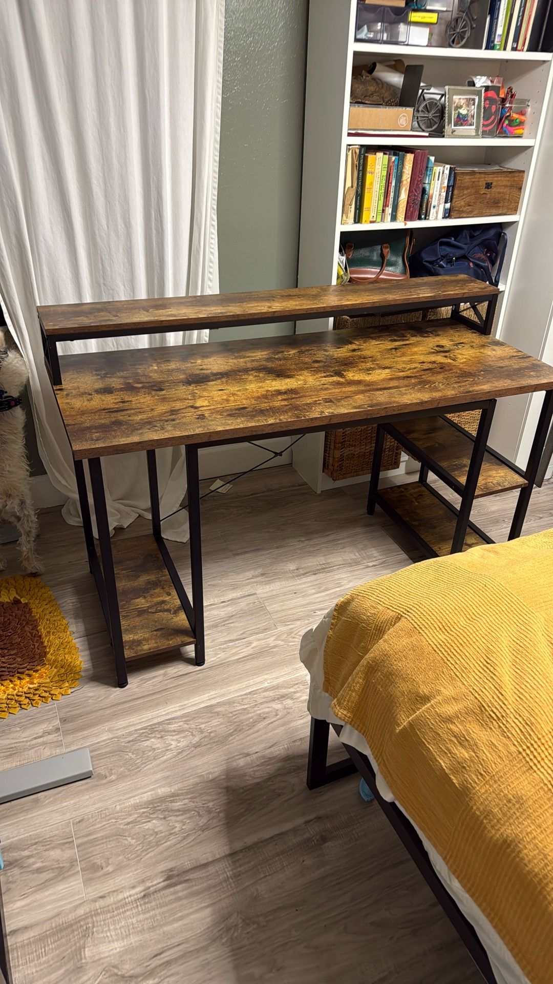 Wood And Black Medal Desk 