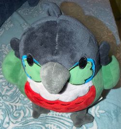 Plush Bird Stuffed Animal - Green, Grey, Red & White Bird Plushie
