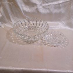 Vintage 1950's Indiana Glass Lotus Blossom Pressed Glass Serving Set