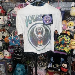 NWT Journey Crop Top Women’s Size S with Silver Studs on the Sleeves.