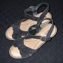 Born Black Cork Wedge Sandal Slingback 3.5” Heel. Size 7 - Pre-owned