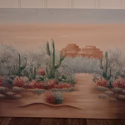 Desert Mountain Painting On Canvas 