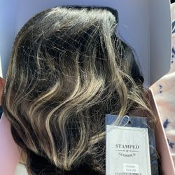 Stamped Glorious Short Curly Wig  Synthetic Brown  Blonde 