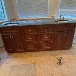 Double Vanity 72 Inch With Black Granite Top