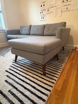 Wayfair L-Shape Sectional Sofa w/ Chaise — Gray Linen Modern Couch | LIC Queens