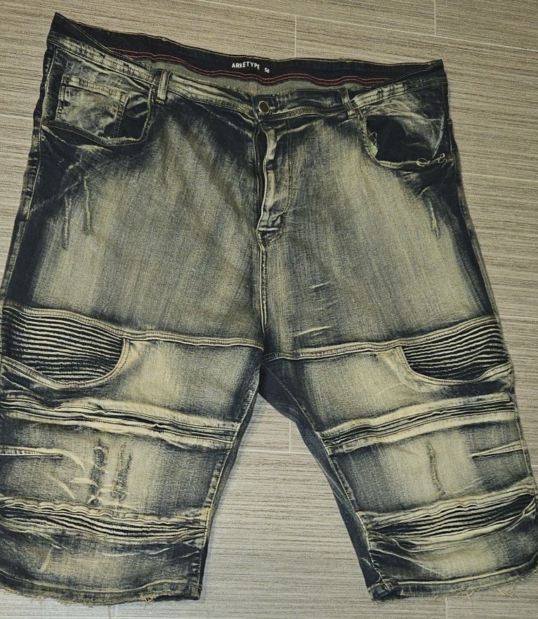 Mens Denim Jean Faded Shorts