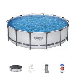 Bestway Power Steel Round Above Ground Swimming Pool Set L 14’ x W 42”