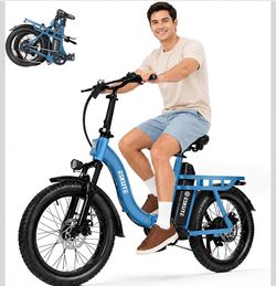 Electric Bike for Adults – 1200W Peak Motor, Folding 20x3 Fat Tire E‑Bike, 48V 13Ah Battery, Step‑Through Cargo Fold Ebike, NFC Unlock, 20+ MPH, 7‑Spe