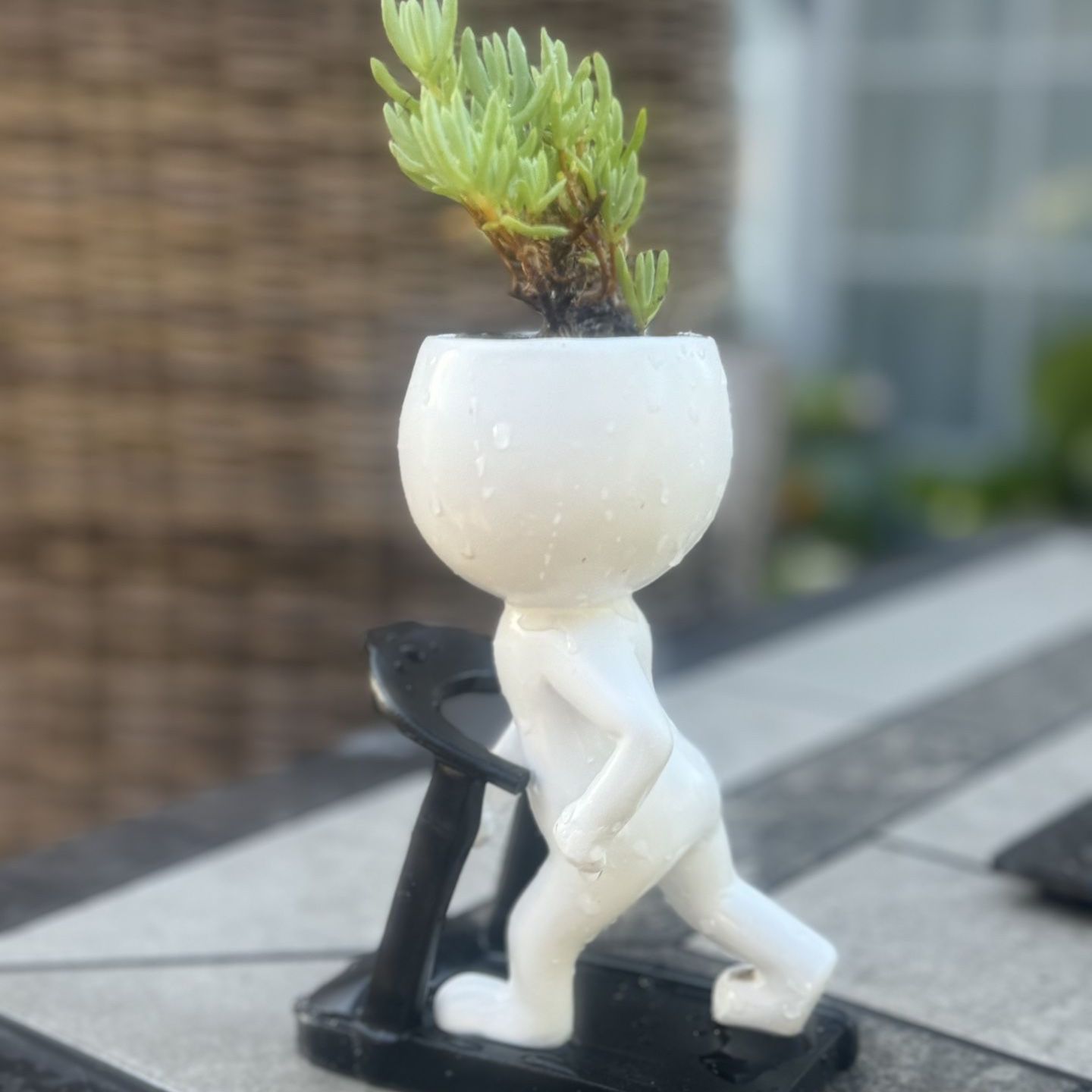 🏃‍♀️ Funny 2pc Treadmill Workout Person Planter - with Succulent 