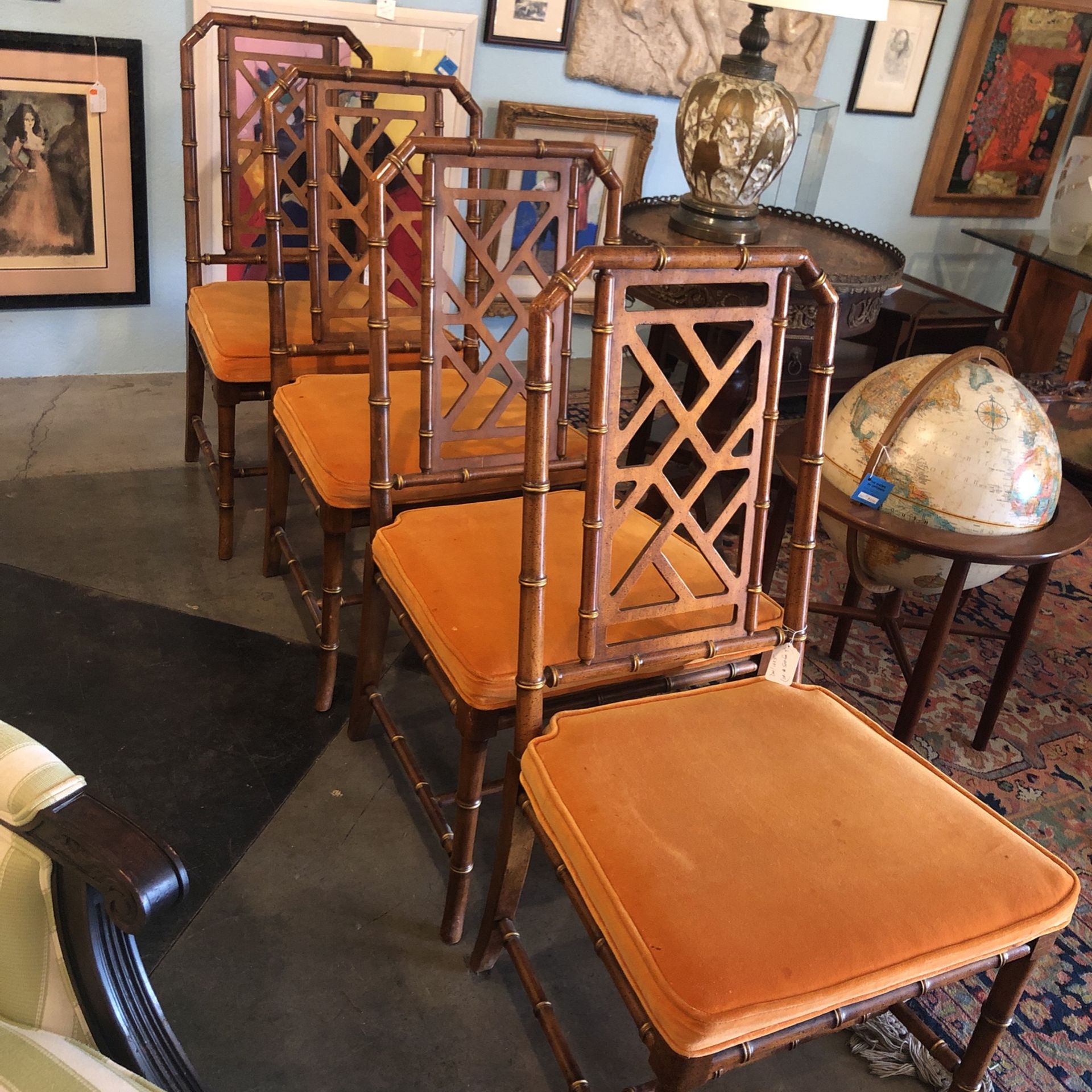 Vintage Drexel Heritage Set Of 4 Chinoiserie-Style Chairs (DN)