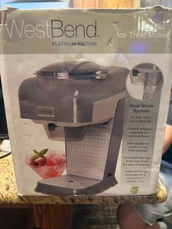 New West Bend Platinum Edition Snowball Ice Treat Maker, a countertop appliance