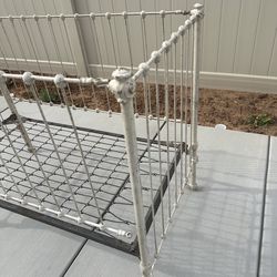 Antique 19th Century Distressed white Iron "Stick & Ball Baby Crib / daybed / bench