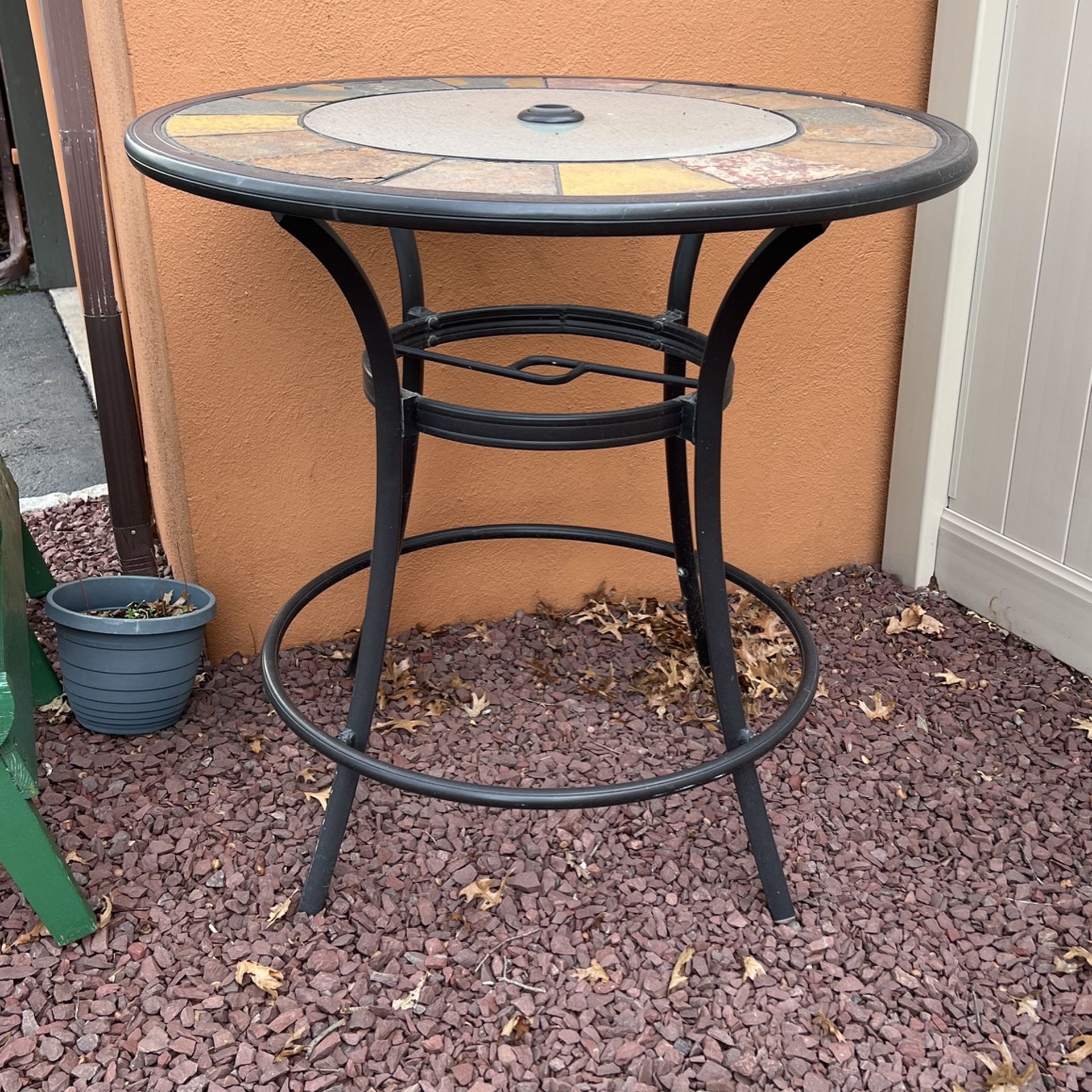 Round Bar Height Tile Table
