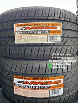 265/35ZR19 Arroyo Set of Tires Installed and Balanced Set de Llantas Nuevas Instaladas y Balanceadas